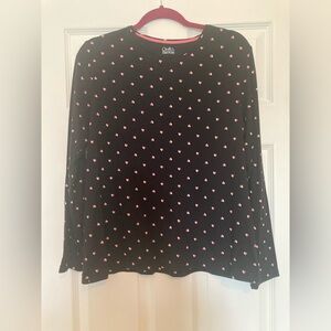 Croft & Barrow Black Heart Long Sleeve Tee, Size Large